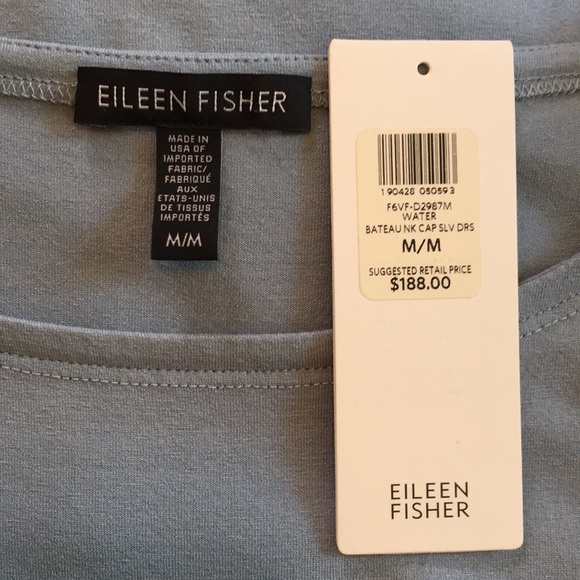 EILEEN FISHER | Bateau Neck Cap Sleeve Dress Hi Low - Picture 15 of 17